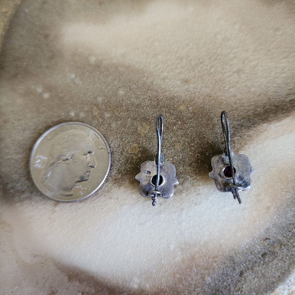 Garnet Sterling Silver Dainty Drop Earrings - Picture 5 of 5